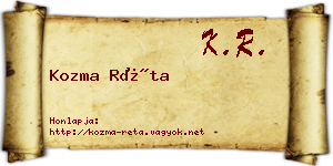 Kozma Réta névjegykártya